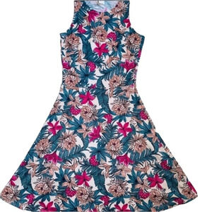 H&M Sleeveless Mini Round Neck Flowers Pattern Dress Size XS